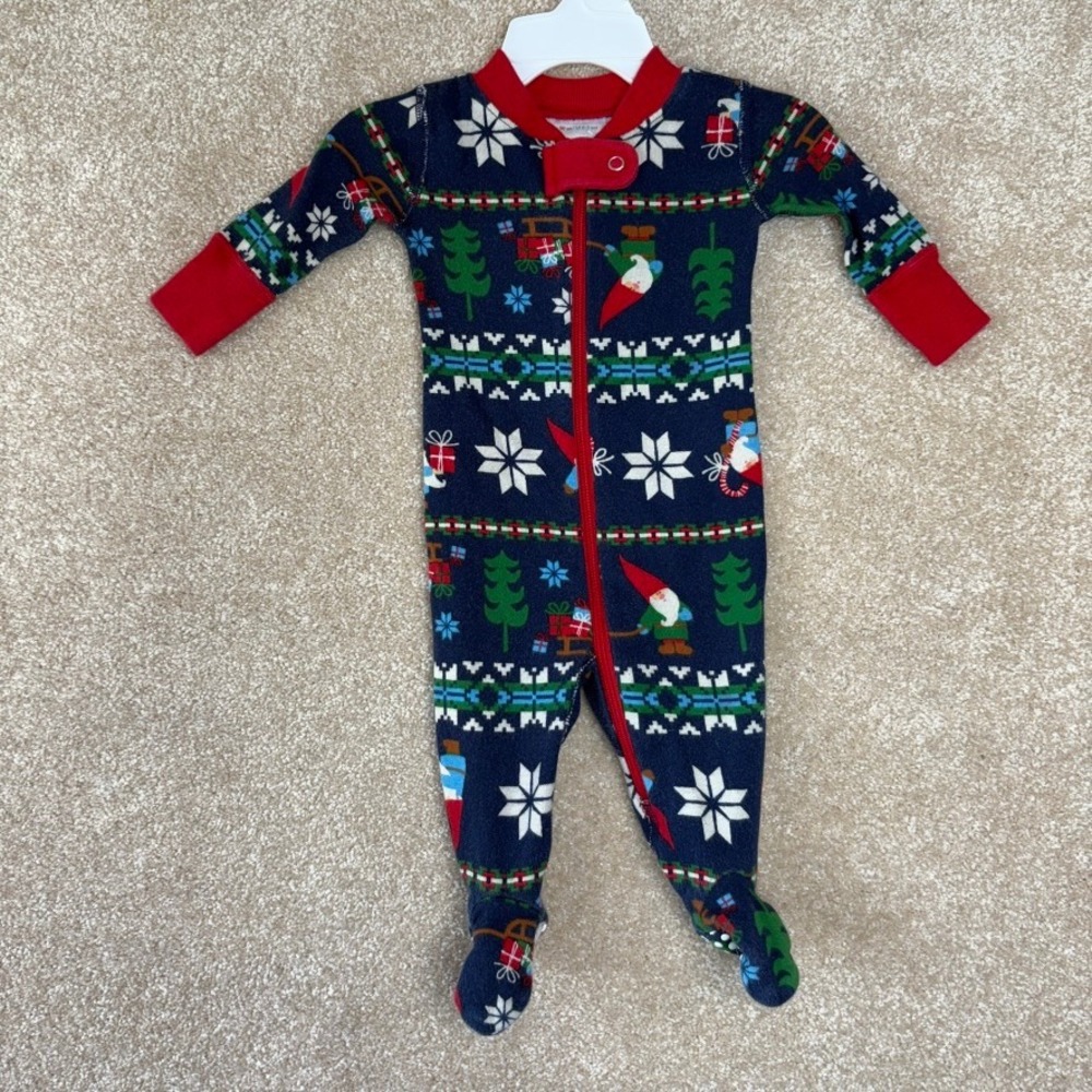 Hanna Andersson Christmas Pajamas pjs Size 0-3M 50cm Organic Cotton Holiday - Picture 2 of 5